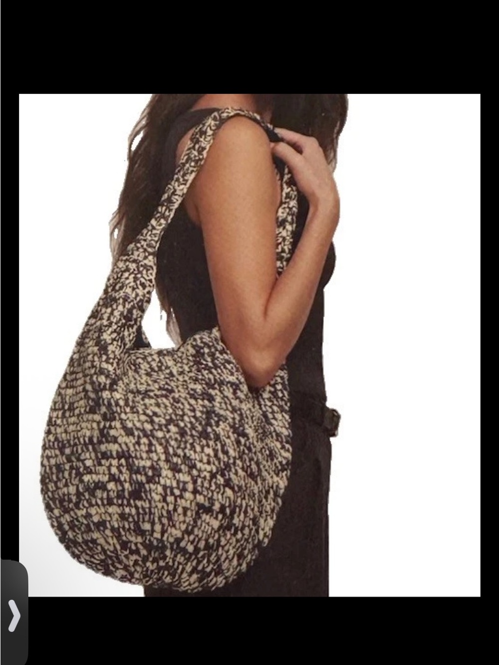 New Banana Republic Handwoven Raffia Lined Tote Bag Black Marled Clasp Close SZM